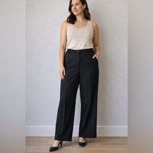Haggar Women’s Wide Leg Black Dress Pants Size 14 Petite -noir essential office
